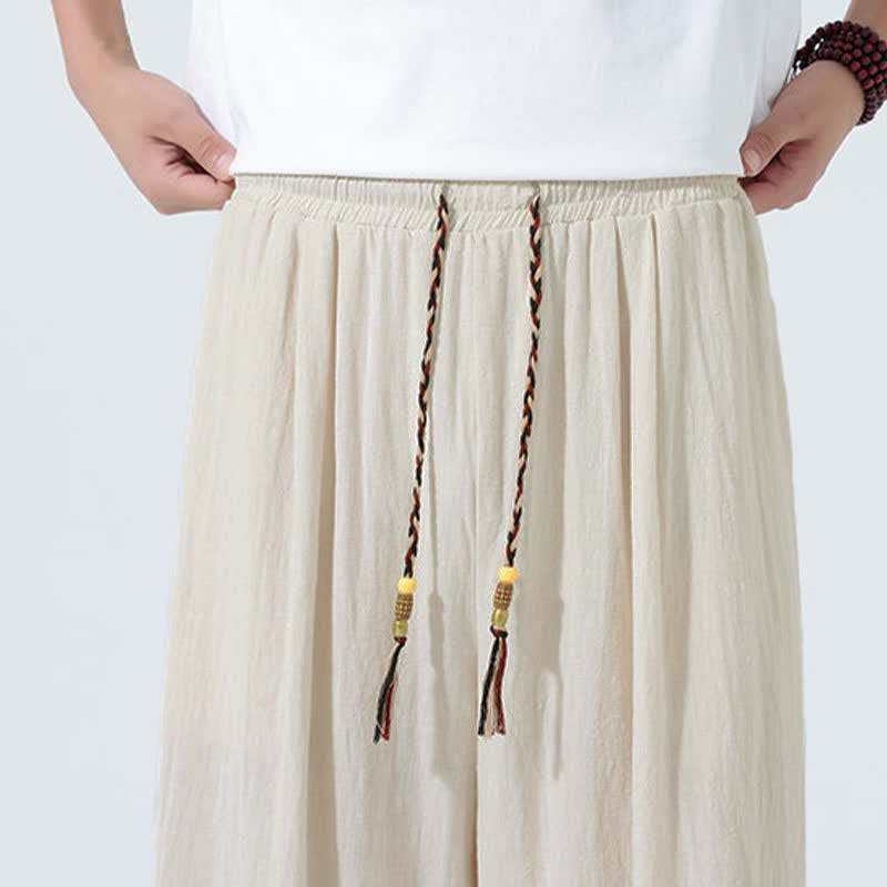 Nimara Ritual Spring Drawstring Solid Men's Wide Leg Pants With Pockets