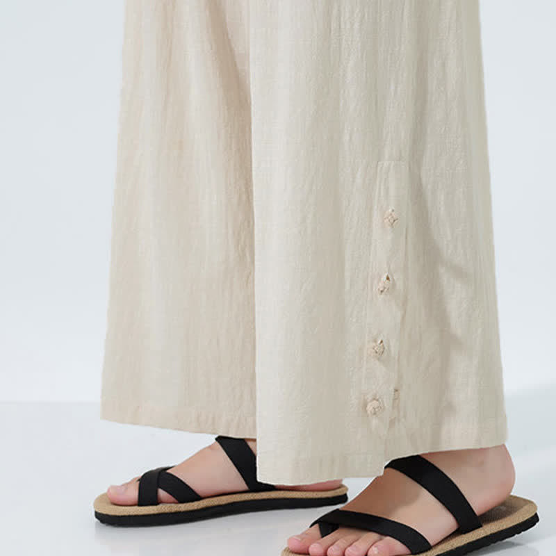 Nimara Ritual Spring Drawstring Solid Men's Wide Leg Pants With Pockets