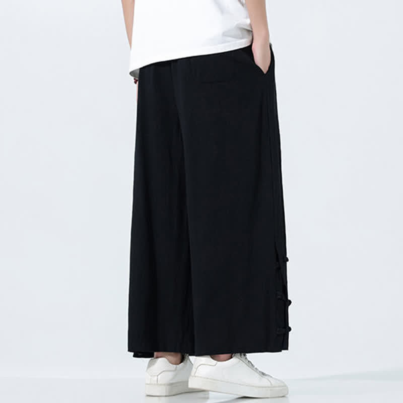 Nimara Ritual Spring Drawstring Solid Men's Wide Leg Pants With Pockets