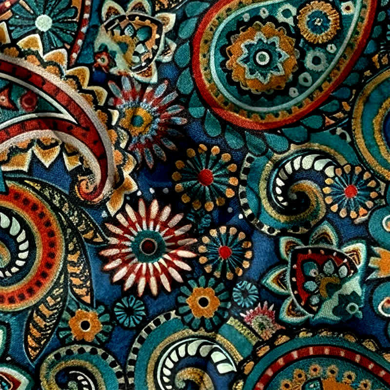 Nimara Ritual Pure Cotton Paisley Floral Print Women's Elastic Waist Pants With Pockets