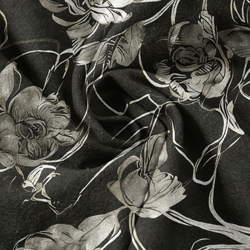 Nimara Ritual Cotton Botanical Floral Leaves Pattern Men's Short Sleeve Half Button Shirt