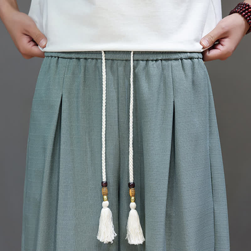 Nimara Ritual Summer Drawstring Solid Men's Elastic Waist Harem Pants With Pockets