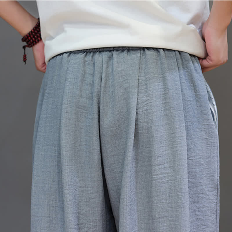 Nimara Ritual Summer Minimalist Solid Men's Elastic Waist Tapered Pants With Pockets