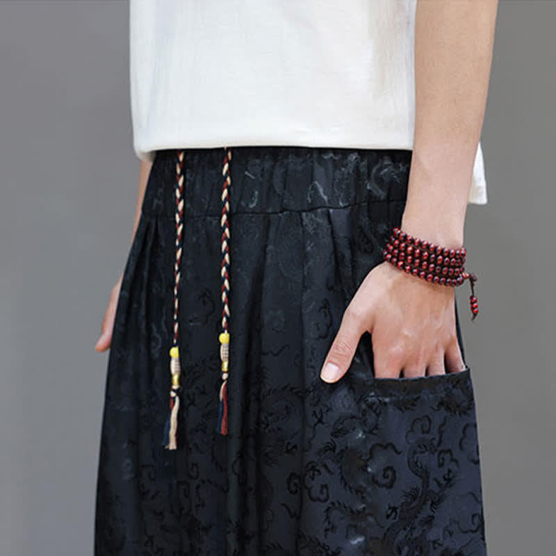 Nimara Ritual Summer Drawstring Cloud Pattern Solid Elastic Waist Men's Harem Pants With Pockets