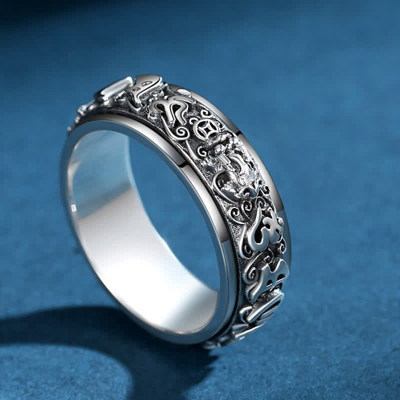 Nimara Ritual Pixiu Om Mani Padme Hum Copper Rotatable Ring