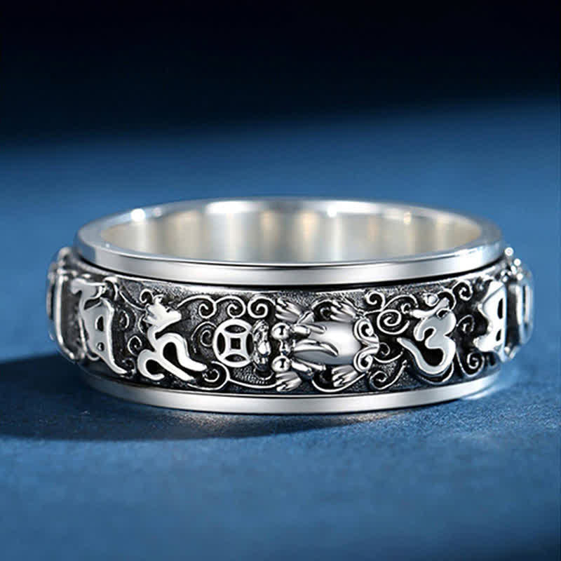 Nimara Ritual Pixiu Om Mani Padme Hum Copper Rotatable Ring