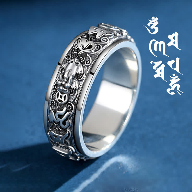 Nimara Ritual Pixiu Om Mani Padme Hum Copper Rotatable Ring