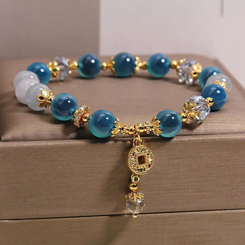 Nimara Ritual Blue Natural Candy Agate Copper Coin Balance Bracelet