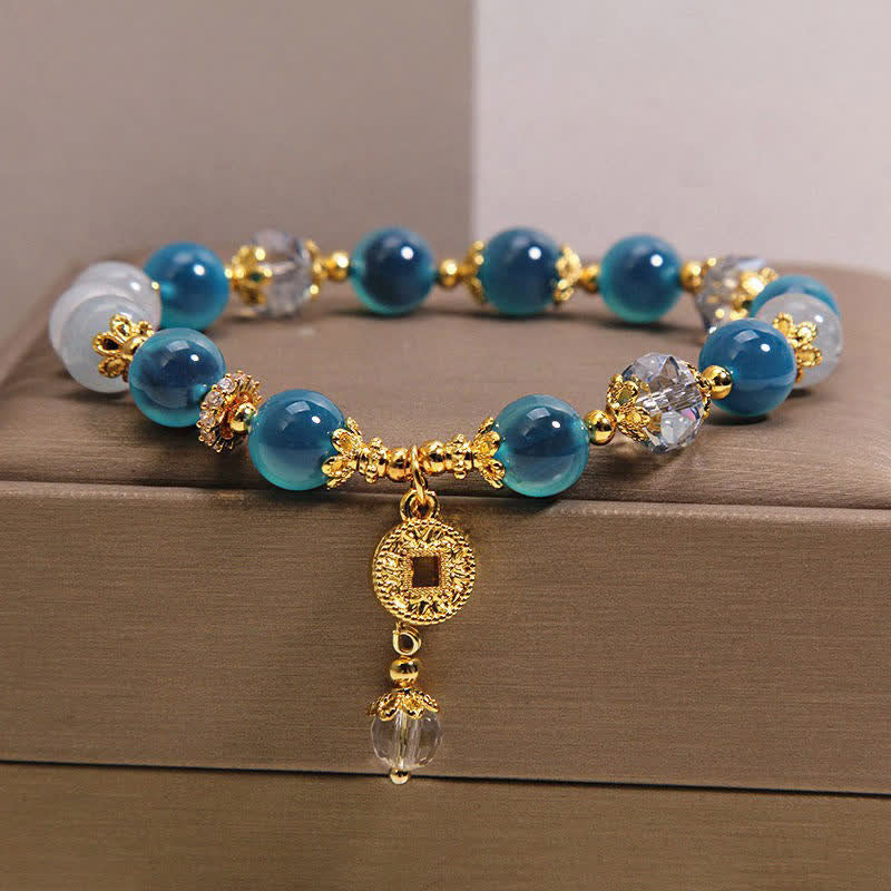 Nimara Ritual Blue Natural Candy Agate Copper Coin Balance Bracelet