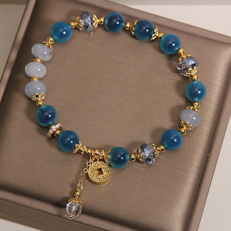 Nimara Ritual Blue Natural Candy Agate Copper Coin Balance Bracelet