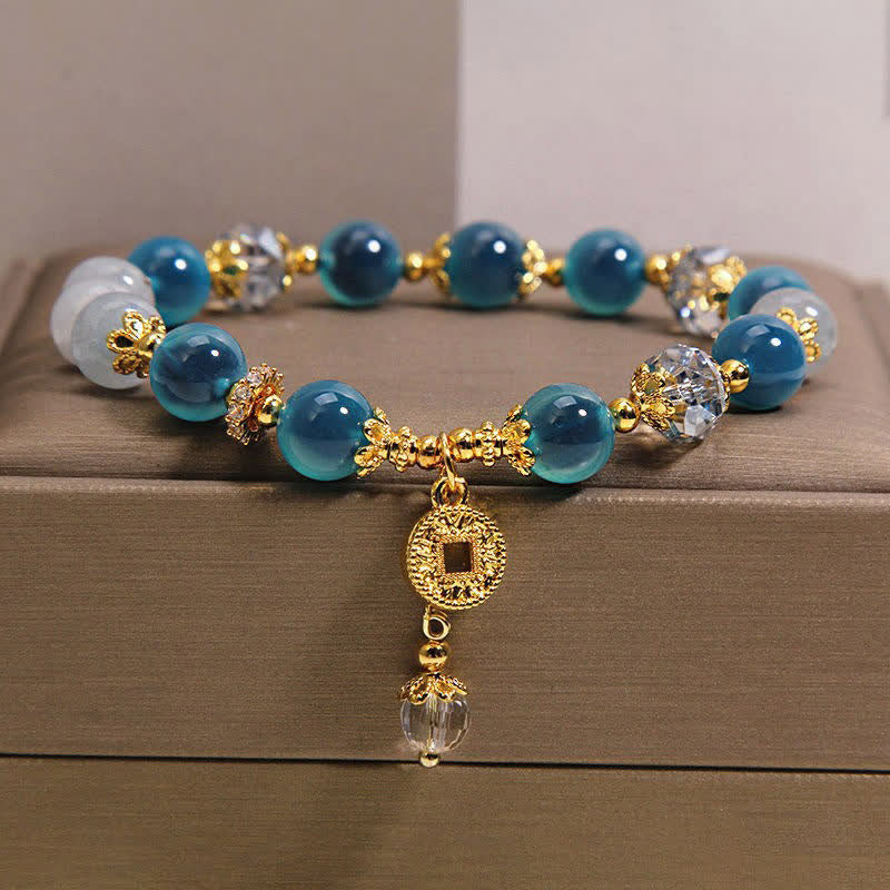 Nimara Ritual Blue Natural Candy Agate Copper Coin Balance Bracelet
