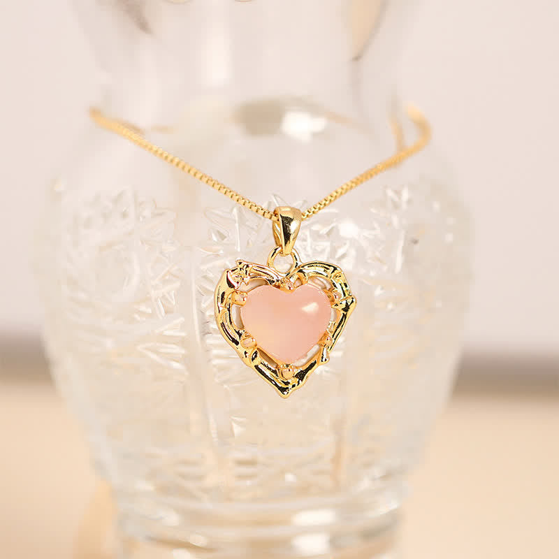 Nimara Ritual Natural Amethyst Crystal Inlay Heart Shape Balance Necklace