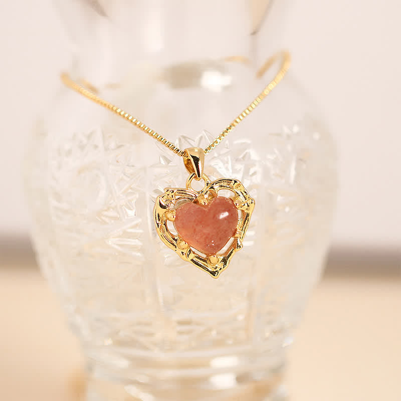 Nimara Ritual Natural Amethyst Crystal Inlay Heart Shape Balance Necklace