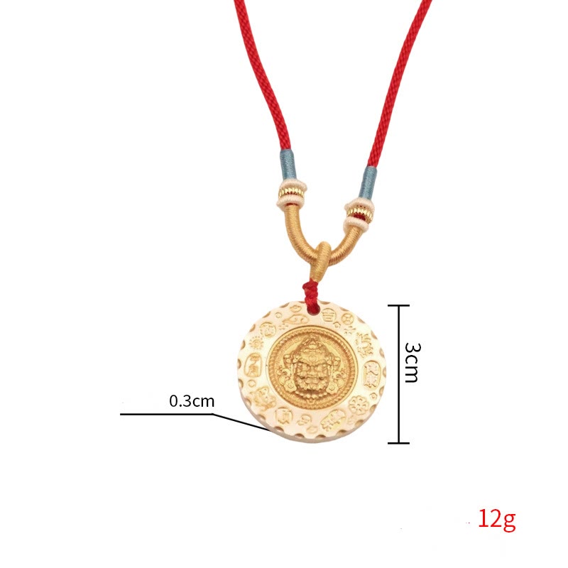 Nimara Ritual Tibet Yellow Jambhala God of Wealth Alloy Protection Necklace Pendant