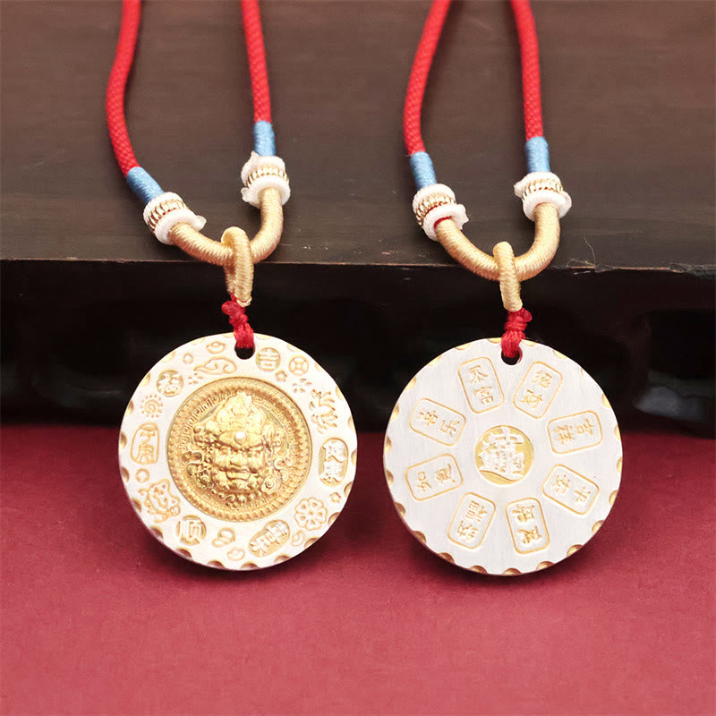 Nimara Ritual Tibet Yellow Jambhala God of Wealth Alloy Protection Necklace Pendant