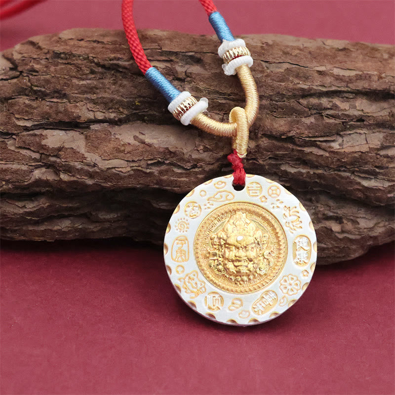 Nimara Ritual Tibet Yellow Jambhala God of Wealth Alloy Protection Necklace Pendant
