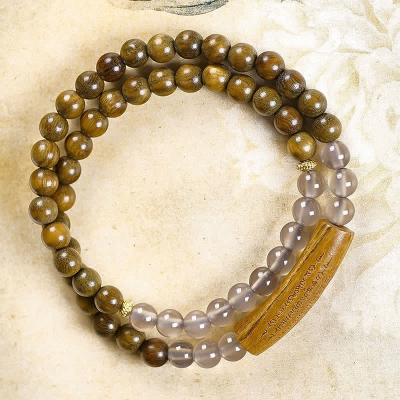 Nimara Ritual Red Agate Green Aventurine Five Buddhist Precepts Double Wrap Balance Bracelet