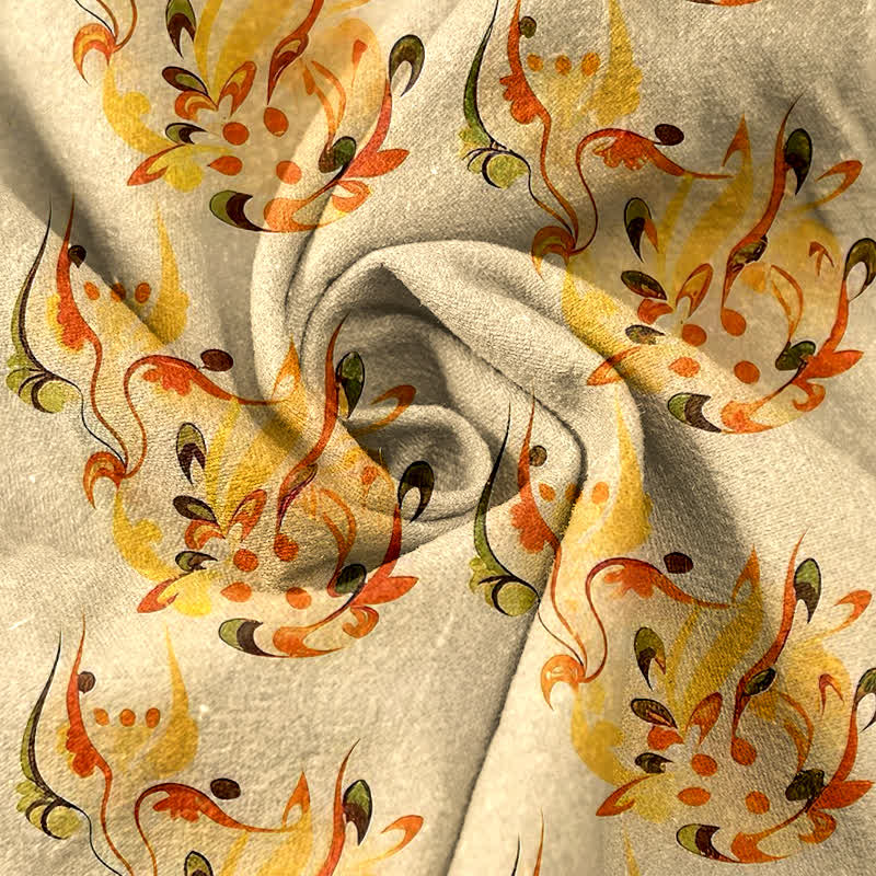Nimara Ritual Pure Cotton Sunny Abstract Floral Pattern Women's Elastic Waist Pants With Pockets