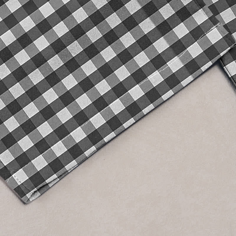 Nimara Ritual Cotton Classic Gingham Pattern Women's Elastic Waist Pants With Pockets