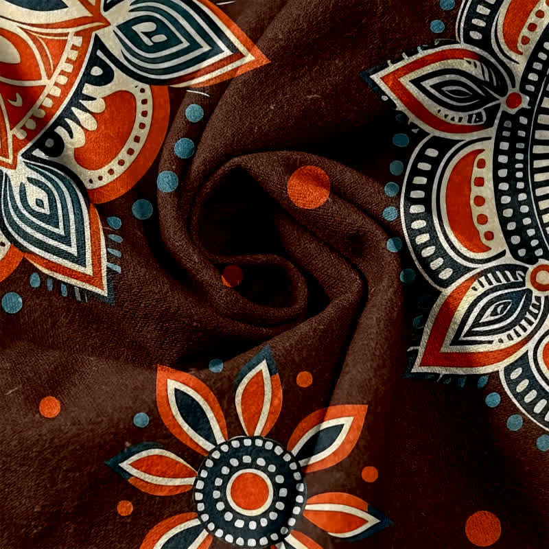 Nimara Ritual Pure Cotton Mandala Floral Pattern Women's Elastic Waist Pants With Pockets