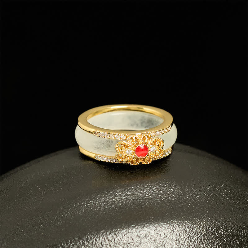 Nimara Ritual Gold-Plated Copper Glass Flower Wealth Ring