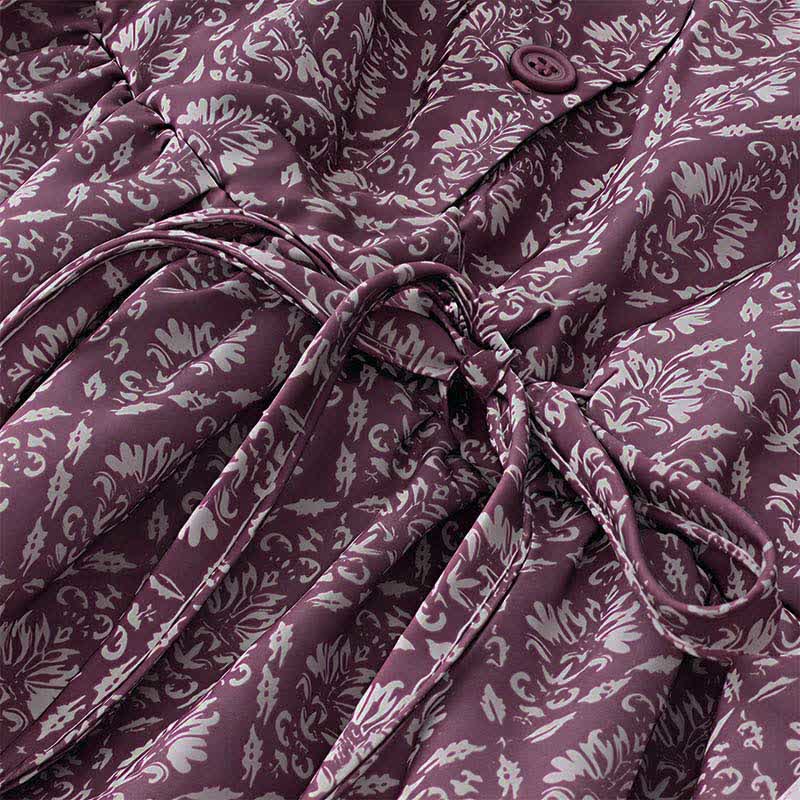 Nimara Ritual Summer Drawstring Button-Up Floral Print Women's Short Sleeve Dress With Pockets