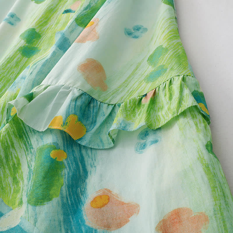 Nimara Ritual Summer Washed Watercolor Floral Print Women's Sleeveless Dress