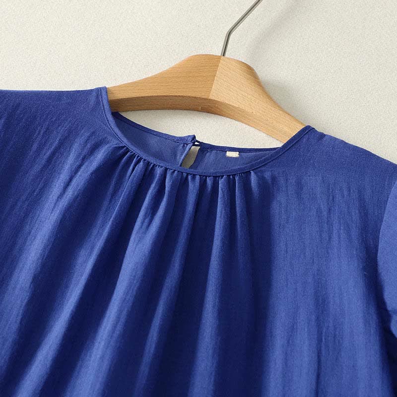 Nimara Ritual Summer Minimalist Button-Up Solid Women's Short Sleeve Below Knee Dress With Pockets