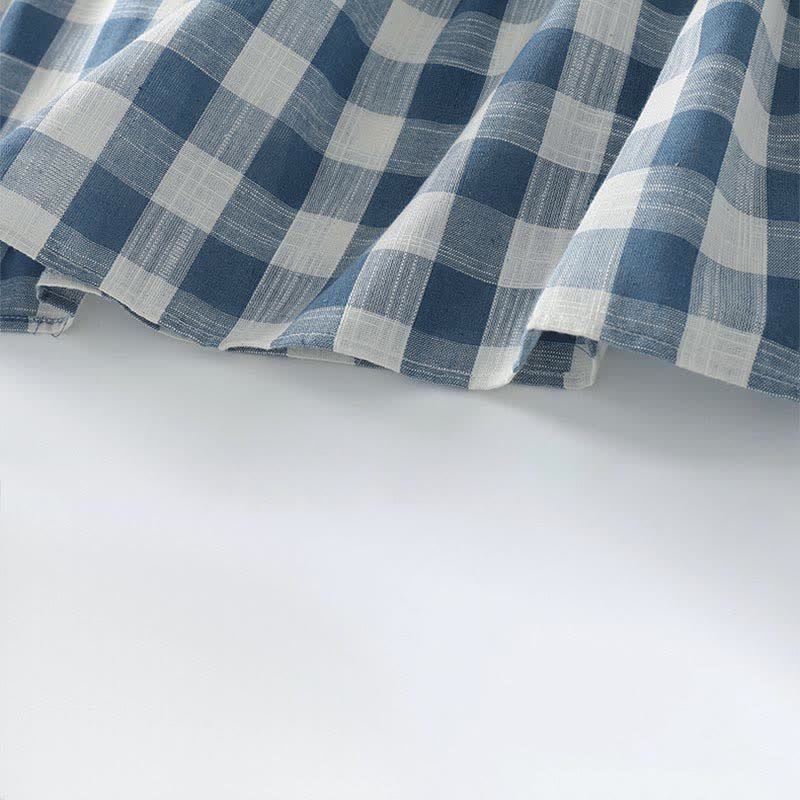 Nimara Ritual Summer Casual Drawstring Blue White Gingham Women's Summer Sleeveless Dress With Pockets