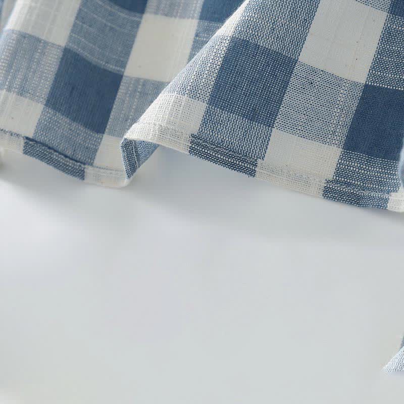 Nimara Ritual Summer Casual Drawstring Blue White Gingham Women's Summer Sleeveless Dress With Pockets