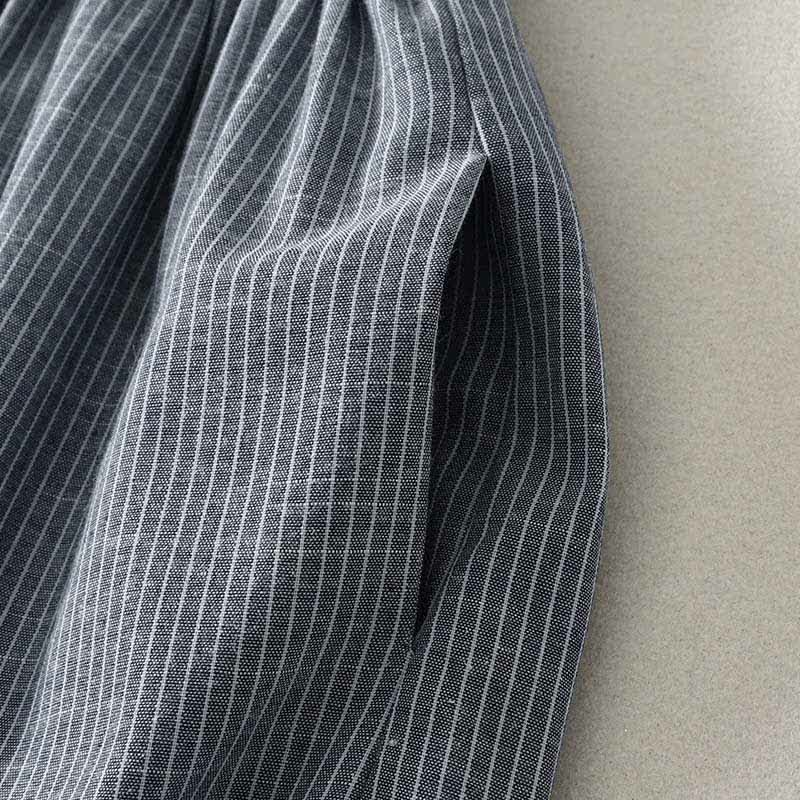 Nimara Ritual Summer Minimalist Button-Up Drawstring Striped Women's Sleeveless Dress
