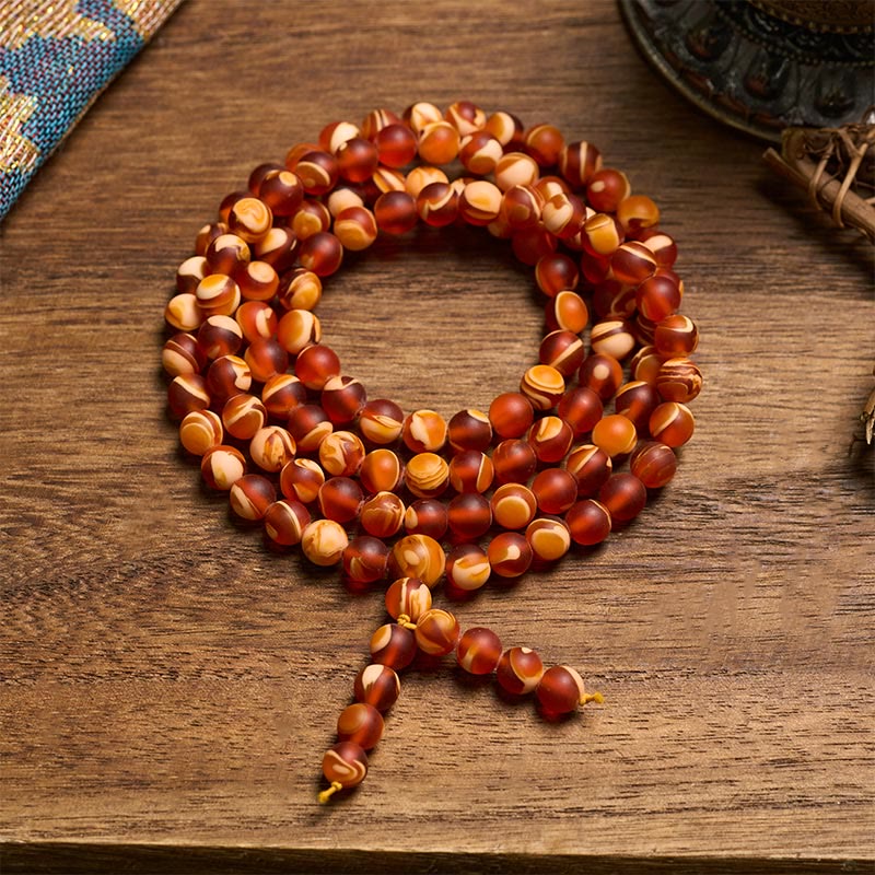 Nimara Ritual 108 Tibetan Amber Round Beads Clear Anxiety Mala