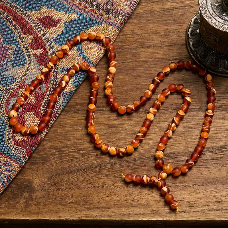 Nimara Ritual 108 Tibetan Amber Round Beads Clear Anxiety Mala