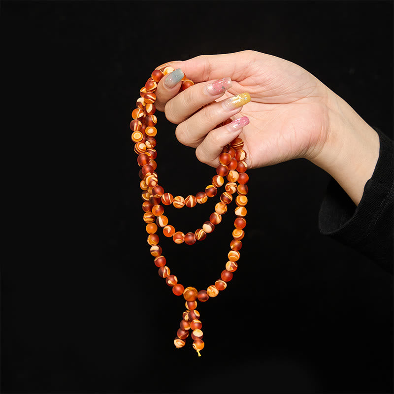 Nimara Ritual 108 Tibetan Amber Round Beads Clear Anxiety Mala