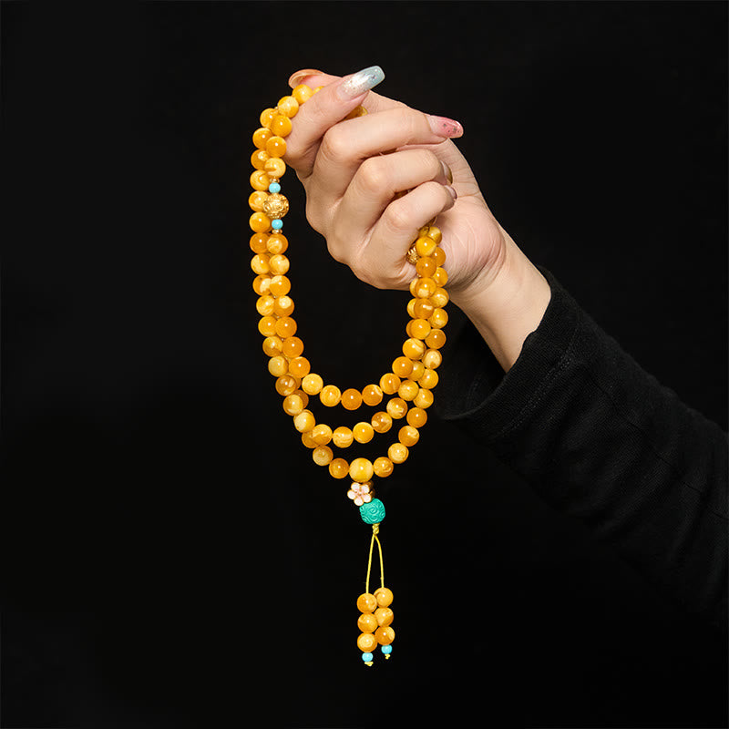 Nimara Ritual 108 Beads Tibetan Amber Om Mani Padme Hum Mala