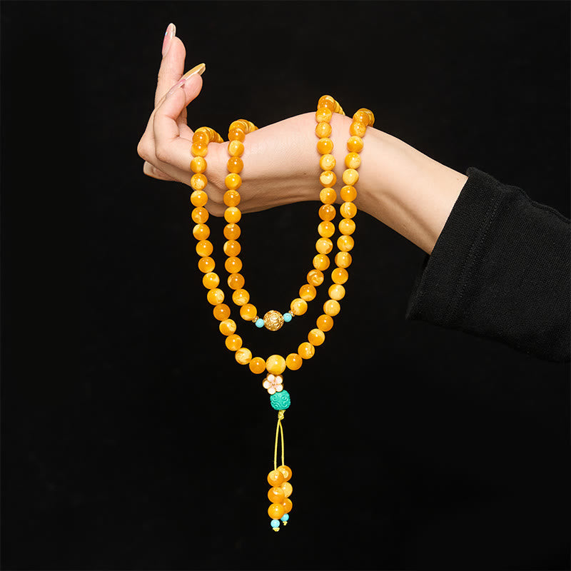 Nimara Ritual 108 Beads Tibetan Amber Om Mani Padme Hum Mala