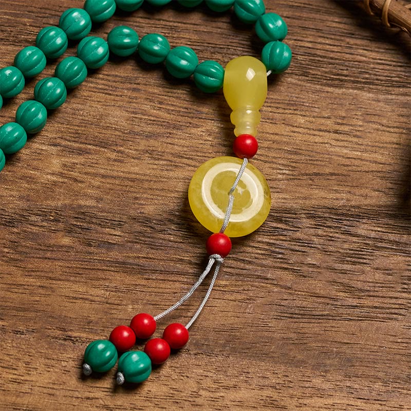 Nimara Ritual Tibetan 108 Beads Turquoise Pumpkin Beads Dzi Bead Positive Thinking Mala
