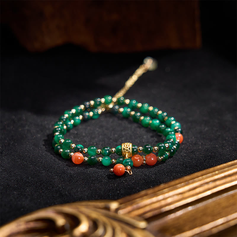 Nimara Ritual Natural Green Tiger Eye Double Wrap Strength Bracelet
