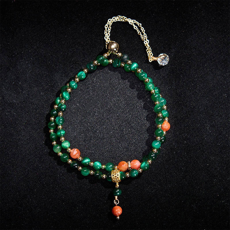 Nimara Ritual Natural Green Tiger Eye Double Wrap Strength Bracelet