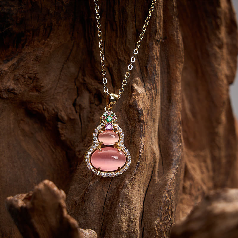 Nimara Ritual Pink Chalcedony Gourd Optimism Necklace Pendant