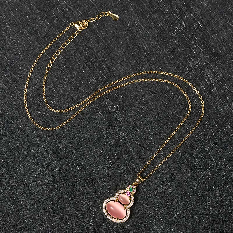 Nimara Ritual Pink Chalcedony Gourd Optimism Necklace Pendant