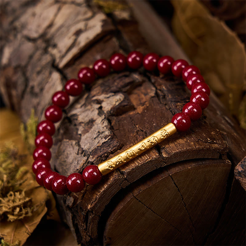 Nimara Ritual Cinnabar 999 Sterling Silver Om Mani Padme Hum Wisdom Bracelet