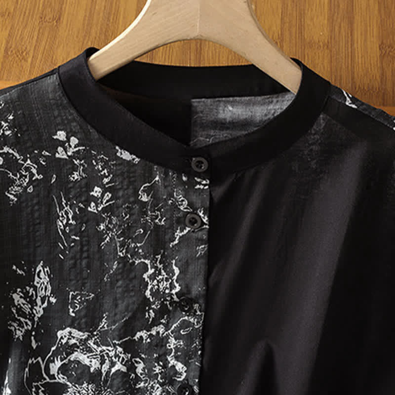 Nimara Ritual Summer Minimalist Mandarin Collar Asymmetric Floral Print Women's Sleeveless Shirts