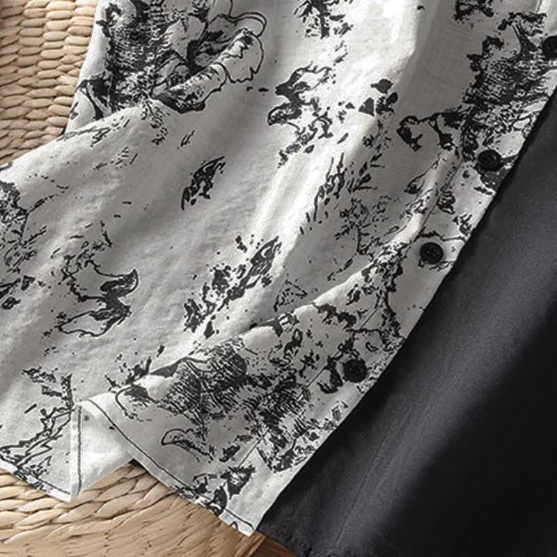 Nimara Ritual Summer Minimalist Mandarin Collar Asymmetric Floral Print Women's Sleeveless Shirts