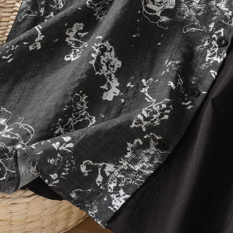 Nimara Ritual Summer Minimalist Mandarin Collar Asymmetric Floral Print Women's Sleeveless Shirts