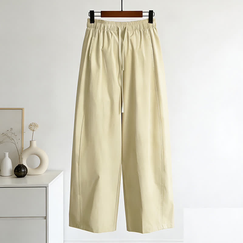 Nimara Ritual Summer Minimalist Drawstring Solid Women's Wide Leg Pants With Pockets