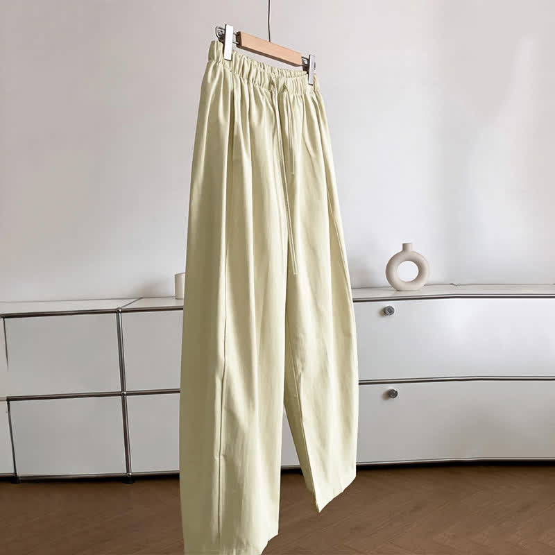 Nimara Ritual Summer Minimalist Drawstring Solid Women's Wide Leg Pants With Pockets