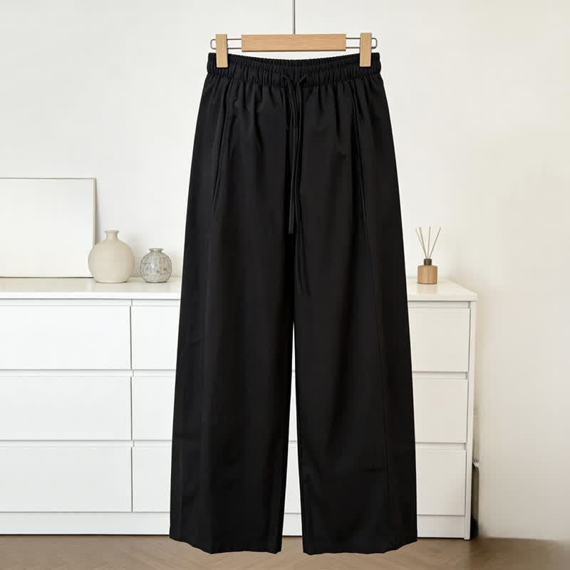 Nimara Ritual Summer Minimalist Drawstring Solid Women's Wide Leg Pants With Pockets