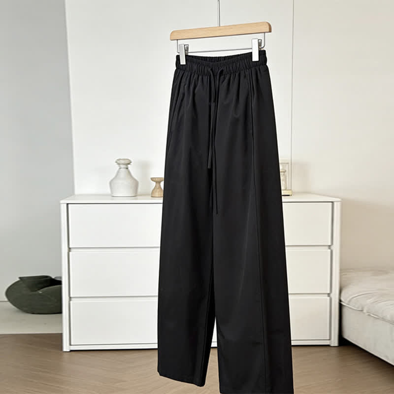 Nimara Ritual Summer Minimalist Drawstring Solid Women's Wide Leg Pants With Pockets