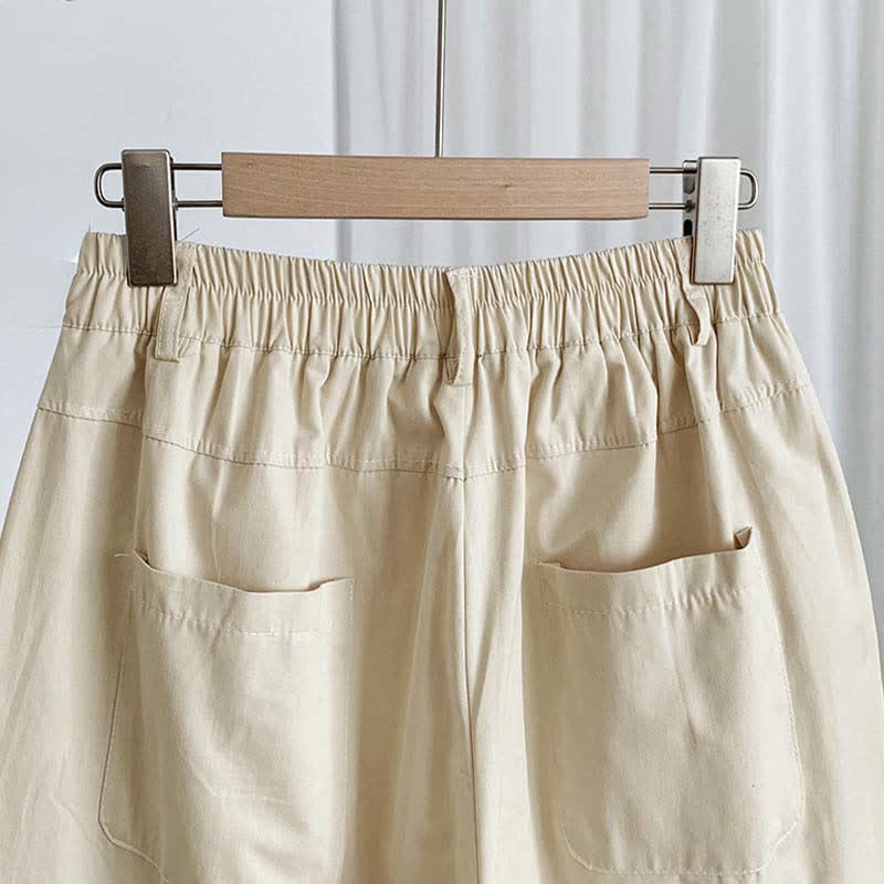 Nimara Ritual Summer Casual Button-Up Solid Women's Harem Pants With Pockets